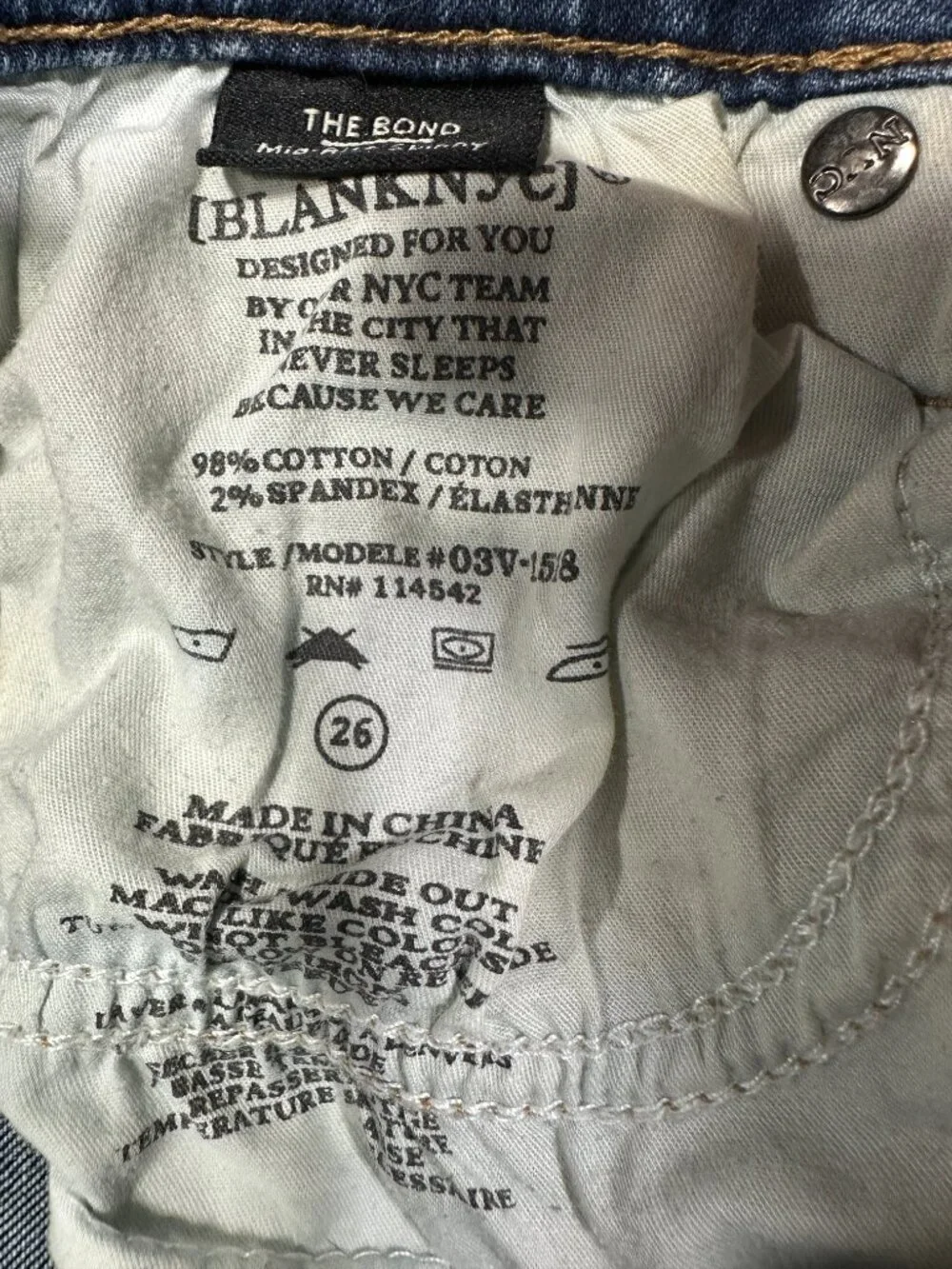 Blank NYC Jeans Womens 26 The Bond Mid Rise Skinny Distressed Cotton Stretch